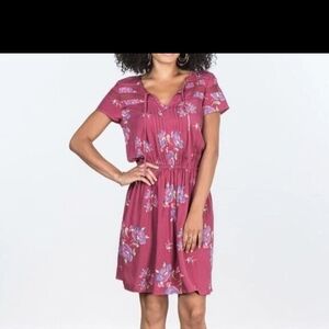Matilda Jane Floral Blouson Keyhole Shift Dress Tunic Mauve Pink